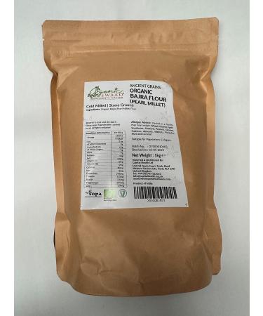 Ancient Grains Organic Pearl Millet (Bajra) Flour 1kg EU and India Organic Certified