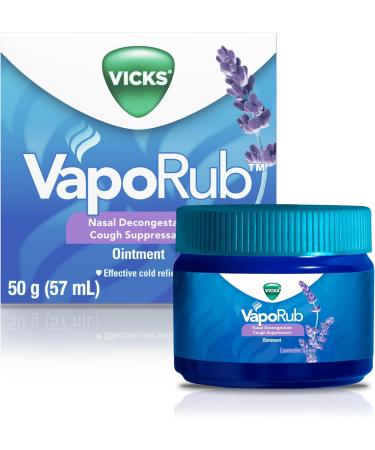 Vicks VapoRub Nasal Decongestant Cough Suppressant Relief from Cold Aches & Pains Chest Rub Ointment Lavender scent 50 g/57 mL 57 ml (Pack of 1) Lavender - Buy Online on GoSupps.com