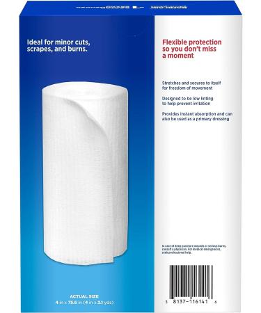 Band-Aid Brand Flexible Rolled Gauze Dressing 4 x 2.1 Yards, 5 Count - Sterile Kling Rolls, Soft Padding - Value Pack - Buy Online on GoSupps.com