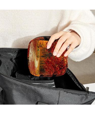 Autumn Leaves Sanitary Napkin Storage Bag - Multi-colored Portable Period Pouch for Women & Teens - Buy Online on GoSupps.com
