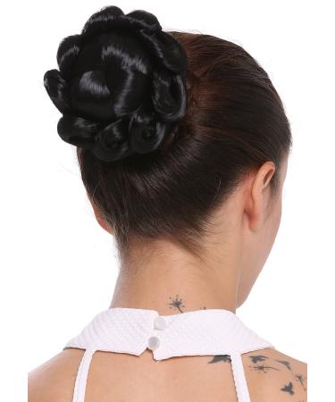 WIG ME UP - TYD-0004-1 Hairpiece hair bun hair knot bun hair rose very elaborately braided traditional costume black