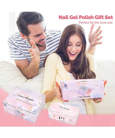 EasyinBeauty Gel Nail Polish Kit with 48W UV/LED Lamp - 9 Colors, Manicure Tools, Base and Top Coat - Caramel Gift Set for Women - Buy Online on GoSupps.com