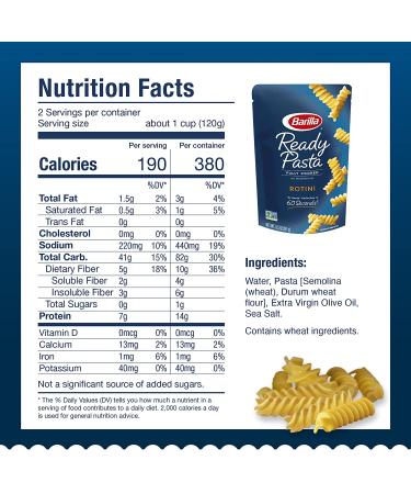 BARILLA Ready Pasta Rotini 8.5 oz. Pouch - Non-GMO, No Preservatives - Microwave Pasta Ready in 60 Seconds - Ideal for Quick Meals - Buy Online on GoSupps.com