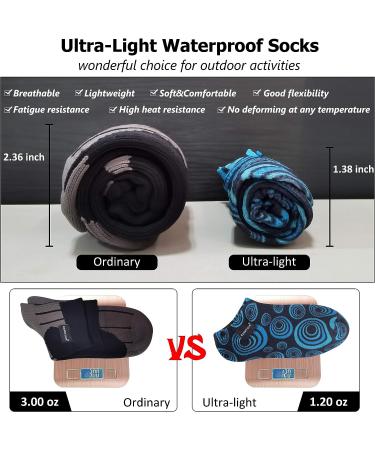 Randy Sun Waterproof Unisex Hiking/Trekking/Ski Socks - 4 Pairs (Medium) Sky & Black - SGS Certified, Breathable, Ultra-Thin - Buy Online on GoSupps.com