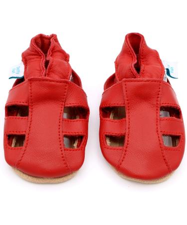 Dotty Fish Soft Leather Baby Shoes | Toddler Sandals | Non-slip Suede Soles | Red | 0-6 Months to 3-4 Years - Buy Online on GoSupps.com
