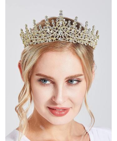 SH Gold Queen Crown for Women - Rhinestone Wedding Tiara Headband - Buy Online on GoSupps.com
