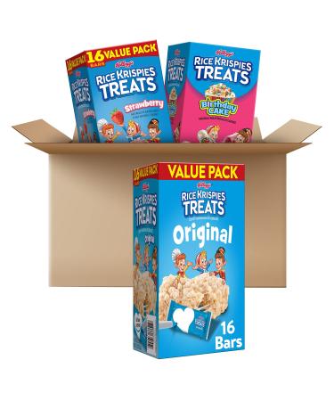 Rice Krispies Treats Marshmallow Snack Bars Bulk Kids Snacks School Lunch Variety Pack 35.7oz Case (46 Bars)