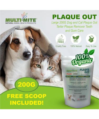PLAQUE OUT 200G Pouch Tartar Plaque Off Remover Bad Breath Teeth Gum Care for Dogs Cats 100% Organic 200 g (Pack of 1) - Buy Online on GoSupps.com