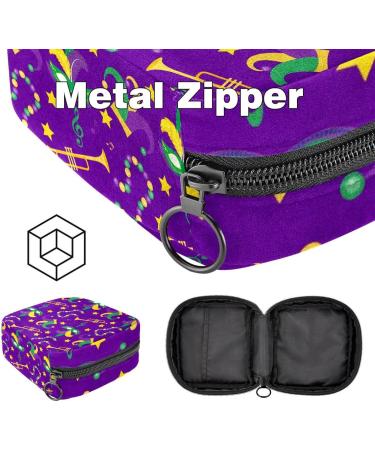 Portable Mardi Gras Carnival Bandage & Menstrual Cup Storage Bag for Women & Teens - Stylish Zipper Pocket - Buy Online on GoSupps.com