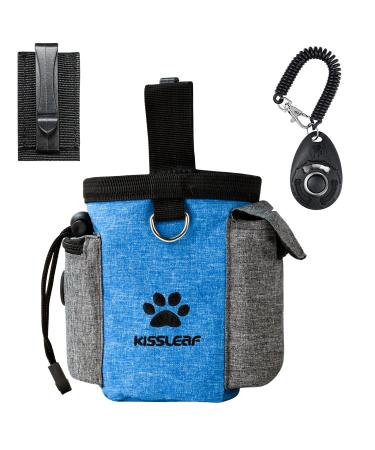 Kissleaf treats for dogs treats for pet training Hundeleckerli's training bag dog clicker dog training tasti bags built-in fecal bag dispenser free-handed snack blue-gray