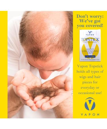 Vapon Topstick - Original Men's Grooming Tape | Clear Double-Sided Tape for Toupees & Wigs | 150 Count (3 Boxes) | Strong Adhesive Strips & Bonus Key Chain - International Shipping Available - Buy Online on GoSupps.com