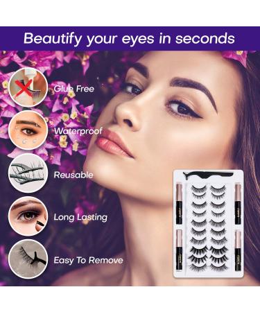 25 Piece Set: 10 Pair Magnetic Eyelashes, 4 Eyeliners, 1 Application Tool - Strong Hold, Easy to Apply, Realistic & Soft - Buy Online on GoSupps.com