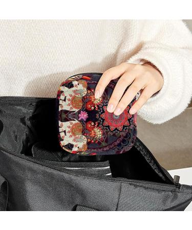 Women's Portable Period Kit - Elephant Flower Geometry Pattern Storage Pockets by Bonds | Perfect Feminine Product Bag - Buy Online on GoSupps.com