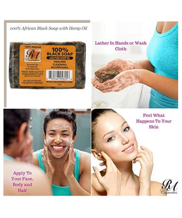 Buy RA COSMETICS 100% African Black Soap with Hemp Oil 5 oz | Natural Skincare International Shipping Available - Buy Online on GoSupps.com