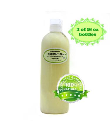 Dr Adorable - 48 oz - Coconut Oil 76 Degree - 100% Pure Natural Organic Cold Pressed (3 of 16 oz) - Buy Online on GoSupps.com