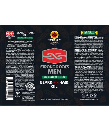 Strong Roots Men Beard & Hair Oil - Grooming Moisturizing Conditioner Promotes Growth Itch Relief Jamaican Black Castor Oil & Red Pimento - Buy Online on GoSupps.com