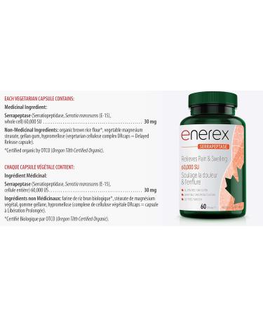 ENEREX - Serrapeptase 60 000 SU - Pain & Inflammation Enzyme 60 capsules 60 count (Pack of 1) 60 000 SU - Buy Online on GoSupps.com
