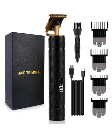 Hair Clippers for Men, Professional Hair Trimmer Zero Gapped T-Blade Trimmers Cordless Rechargeable Edgers Clippers Electric Beard Trimmer Shaver Hair Cutting Kit with LED Display Black