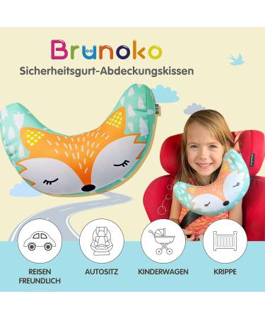 Brunoko Kids Headrest & Seat Belt Cushion - Comfortable Neck Support Pillow for Children in the Car - Green Seat Pillows for Kids - Buy Online on GoSupps.com
