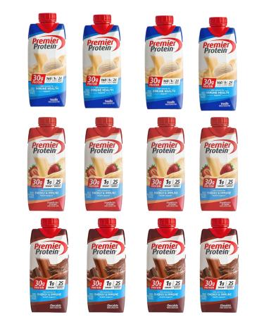 Premier Protein High Protein Shake, Strawberry Cream, Chocolate, and Vanilla Variety (11 Fl oz. 12pk) World Group Packing Solutions