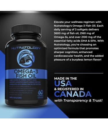 Omega 3 Fish Oil Supplement Triple Strength - 1200MG Fish Oil 720 MG Omega 3 432MG EPA & 288MG DHA Per Softgel. Burp-less Lemon Flavour - Great Source Of Omega 3 Fatty Acids - Omega 3 Supplements - Supports Cognitive Health & Brain Function - 60 Softgels  - Buy Online on GoSupps.com