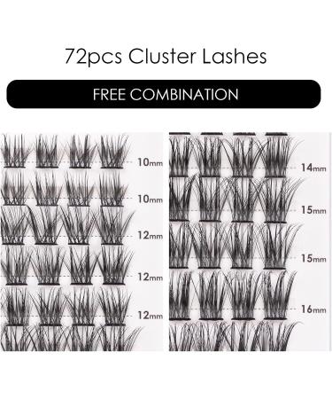 72PCS 3D False Eyelashes Natural Look D Curl Reusable Cluster Lashes - DIY Eyelash Extensions Mix 10-16MM | DM06 Volume - Buy Online on GoSupps.com