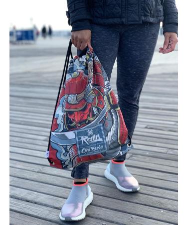 Ronin Gi Sports Bag - Oni Bushi-Draw String Backpack Contact Sports Rucksack for BJJ Karate Judo TKD Kempo Gis Gear Carrying Bag for Women Men and Kids 100% Polyester Sturdy Printed Pouch - Buy Online on GoSupps.com