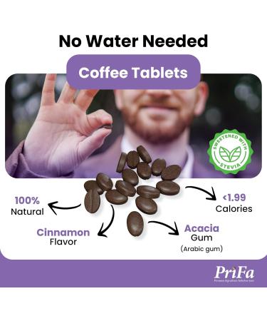 PriFa Cinnamon Coffee Tablets Sweetened with Stevia Warm Cinnamon Spice Instant Coffee On-The-Go Portable Caffeine Boost 15mg Caffeine 25 Tablets - Buy Online on GoSupps.com