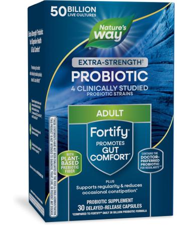 Nature's Way Fortify Extra Strength Daily Probiotic, 50 Billion Live Cultures, 11 Strains, Prebiotics, 30 Count - Buy Online on GoSupps.com
