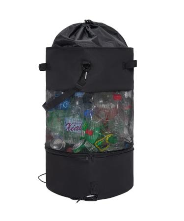 EZAKIE Boat Trash Bag Large Boat Trash Can for 80+ Cans, Boat Trash Container with Bottom Zipper Opening, Outdoor Boat Garbage Sack Storage Bag Hanging Portable Mesh Fishing Boat Accessories (Black)