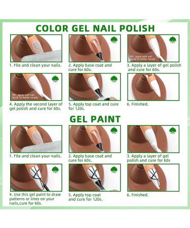 Morovan Gel Liner Nail Polish Set - 6 Colors Painted Gel Nail Polish Kit for Manicure - Green Gel Liner Nail Art Polish Set for Home and Salon - All Season Nail Art Kit - Buy Online on GoSupps.com