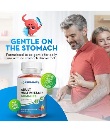 Astramax Adult Multivitamin Gummies 90 Count | Orange Cherry & Strawberry Flavors | Gluten Free Vegetarian | Vitamins A C D B12 Zinc | 45 90 Day Supply - Buy Online on GoSupps.com