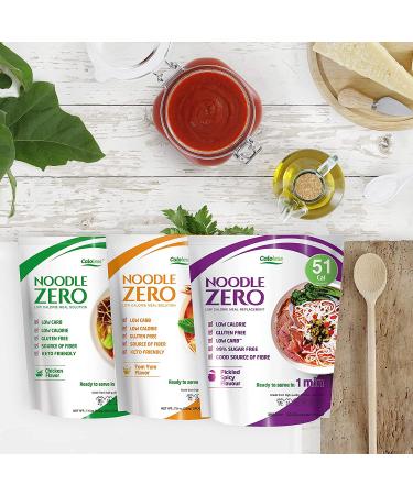 Caloless Zero Carb Konjac Shirataki Noodles Variety 6 Pack - Chicken, Tom Yum, Pickle Spicy Flavors - Gluten Free, Diabetic Friendly, Keto-Friendly Pasta Option - Buy Online on GoSupps.com
