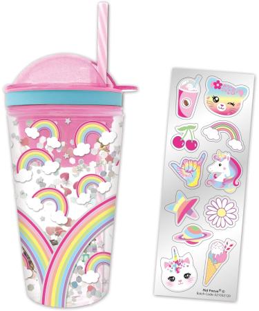 Hot Focus Snack and Drink Cup Rainbow Theme Kid's Combo All-in-One Tumbler for On-The-Go Bonus Sheet of Fun Unicorn and Caticorn Stickers - Rainbow - Buy Online on GoSupps.com