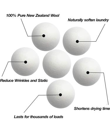 Wool Dryer Balls Organic XL 6-Pack by Ecoigy - Natural Fabric Softener for Laundry - New Zealand Wool - Reduce Dry Time & Energy Costs - Buy Online on GoSupps.com