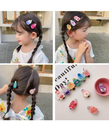 Cute Ice Cream & Beverage Bottle Hairpins - 10 Pack for Children's Hair, Bangs Clips - Variety of Designs - ANK - Buy Online on GoSupps.com