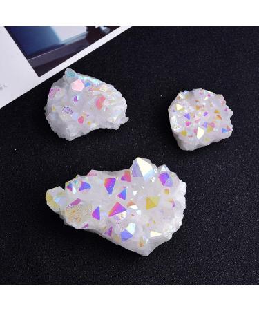 Crystal Rough Titanium Coated Rock Crystal Cluster Clear Quartz Cluster Specimen Natural Rough Quartz Geode Decorative Stone Figurine for Home Decor 200-300g (Size : 200-300g) - Buy Online on GoSupps.com