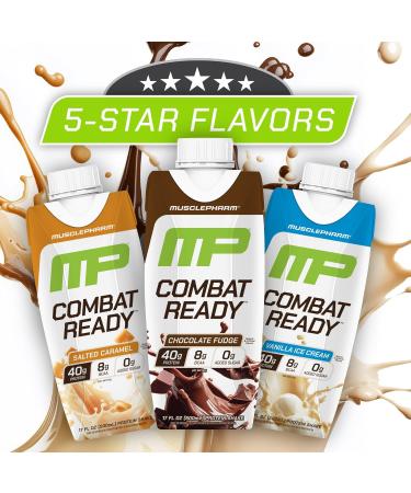 MusclePharm Combat Ready High Protein Shakes Ready to Drink 40g Protein 8g BCAAs 8.7g Glutamine 5g Fiber No Added Sugar Gluten Free Chocolate Fudge 17 Fl Oz (Pack of 12) - Buy Online on GoSupps.com