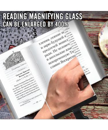 Magnifying Glass for Reading Hands Free 4X Loupe for Seniors Full Page View 5.3"x 8.7" Flexible Magnifier for Needlepoint Small Fonts (Black) - Buy Online on GoSupps.com