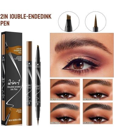 Trailott Eyebrow Pen Trailott Microblading Eyebrow Pen Trailott Brow Pen 2in 1 Liquid Eyebrow Pencil Double Head Liquid Eyebrow Pencil for Natural Makeup All Day (Black) - Buy Online on GoSupps.com