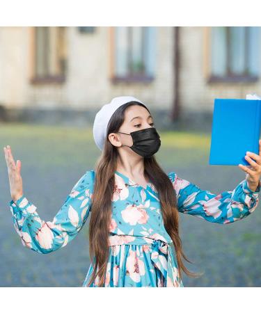 100 Pack Kids Black Disposable Face Masks - 3 Ply Individually Wrapped Non-Woven Masks for Boys and Girls - Buy Online on GoSupps.com