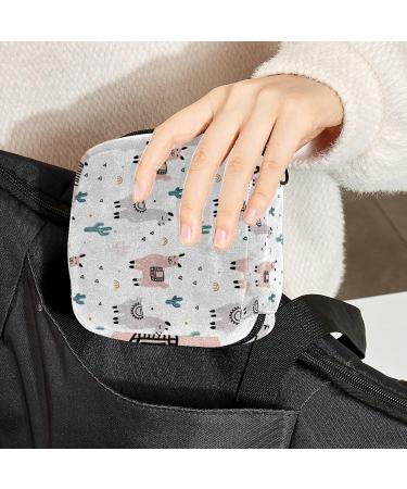 Alpaca Cactus Pattern Sanitary Napkin Storage Bag Menstrual Pad Bag Portable Menstrual Period Sanitary Pouch Zipper Tampons Collect Bags for Teen Girls Women Ladies Color 5 - Buy Online on GoSupps.com