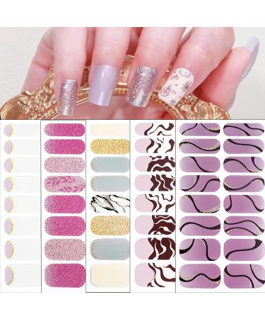 CHANGAR French Nail Polish Stickers Glitter Nail Polish Strips Decals Full Nail Wraps Stickers French Tip Design Adhesive Nail Art Decals with 2 Nail File for Home Women Girls DIY Nail Art - Buy Online on GoSupps.com