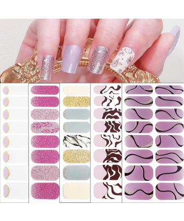 CHANGAR Glitter French Nail Polish Strips - Full Nail Wraps with French Tip Design for DIY Nail Art - Includes 2 Nail Files - Buy Online on GoSupps.com
