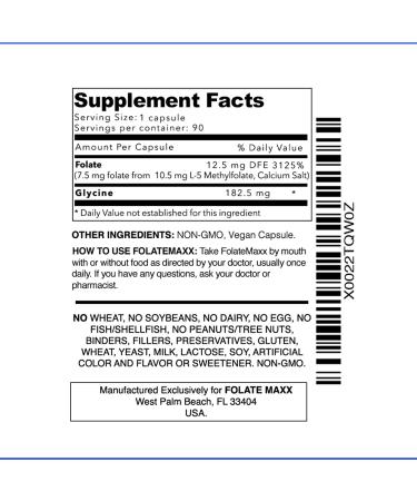 FolateMaxx 7.5mg L-Methylfolate Professional Grade | 90 Capsules (Pack of 1) - Buy Online on GoSupps.com