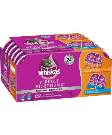 WHISKAS Perfect Portions Wet Cat Food Cuts in Gravy Chicken & Salmon (12 Pack) + WHISKAS Perfect Portions Meaty Selections Adult Wet Cat Food Pat (12x75g) Cat Food + Wet Cat Food Chicken & Salmon 75 g (Pack of 12) - Buy Online on GoSupps.com