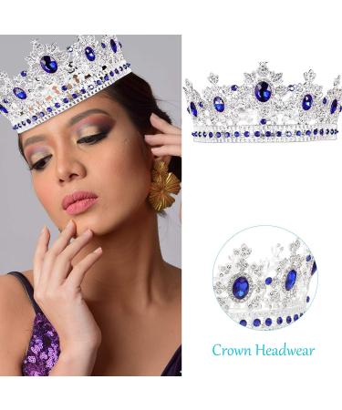 Beaupretty Baroque Bride Crown - Blue Silver Rhinestone Queen Tiara for Wedding - Buy Online on GoSupps.com