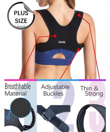 WANSIK Plus Size Posture Corrector for Women and Men - Adjustable Upper Back Brace for Lumbar, Neck, and Shoulder Pain Relief - Breathable Support Straightener - L/XL - Buy Online on GoSupps.com