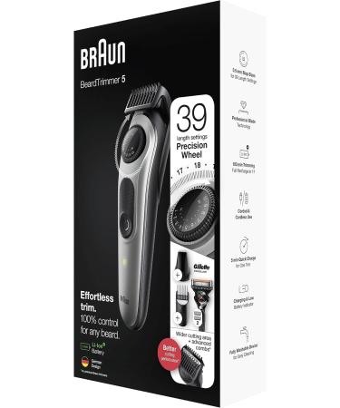 Braun Beard Trimmer Series 5 & Hair Clippers with Gillette Fusion5 ProGlide Razor 39 Length Settings UK 2 Pin Plug BT5260 Black/Silver - Buy Online on GoSupps.com