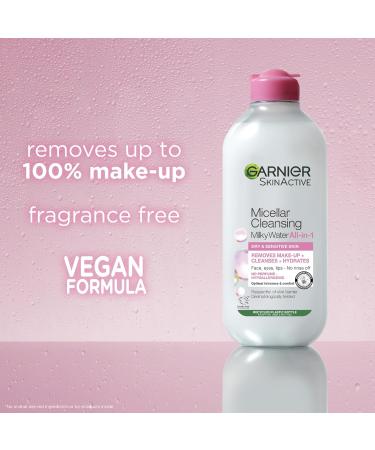 Garnier Micellar Cleansing Water for Dry Skin 400ml - Fragrance-Free Face Cleanser & Makeup Remover | British Skin Foundation Approved | Use with Reusable Micellar Eco Pads - Buy Online on GoSupps.com